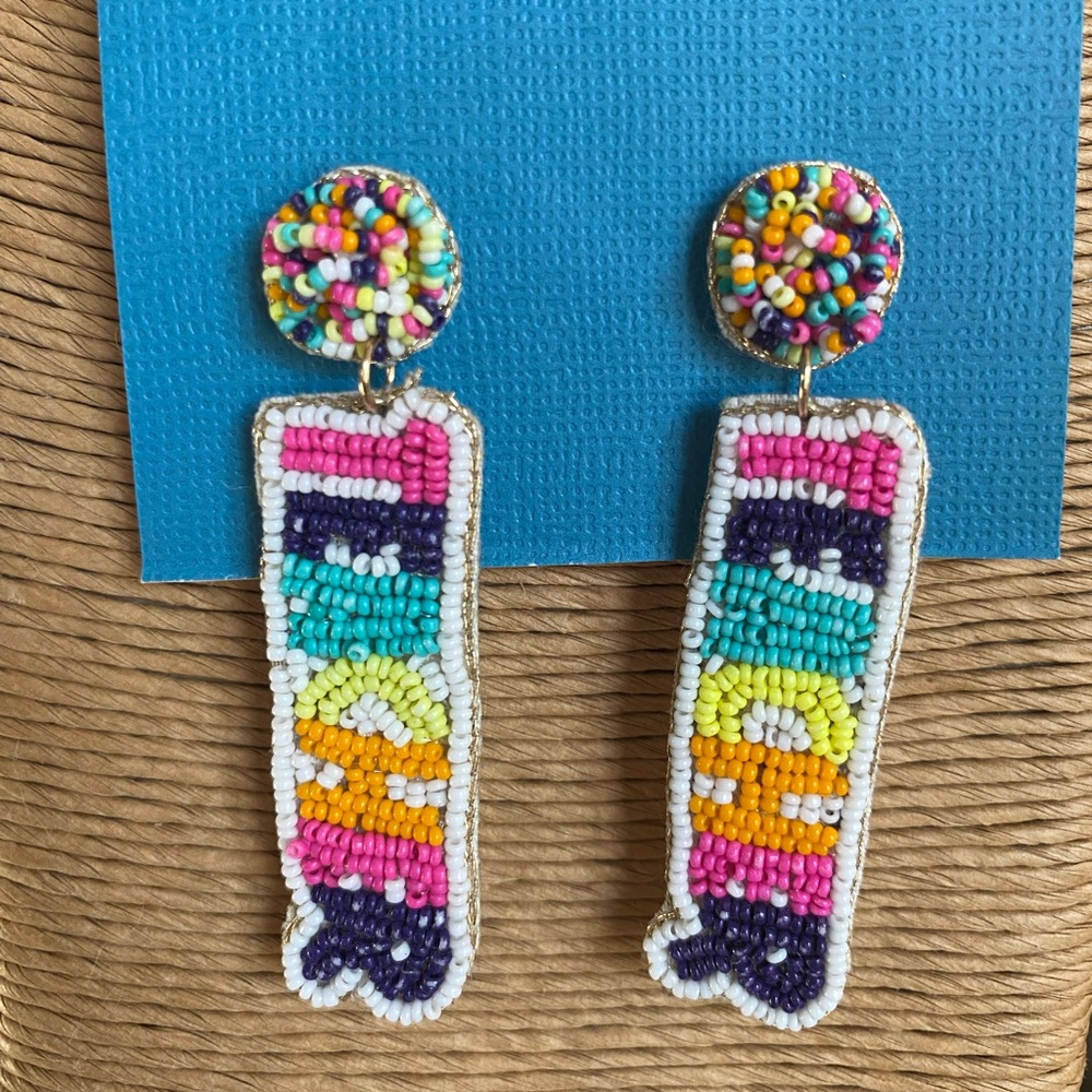 Colorful Beaded Teacher Earrings